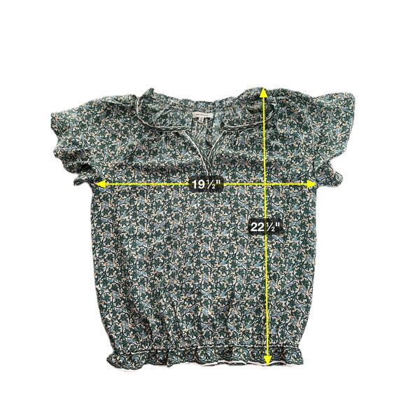 NWT Max Studio Green Floral Split Neck Flutter Sleeve Blouse Womens Size Small S - Picture 13 of 13